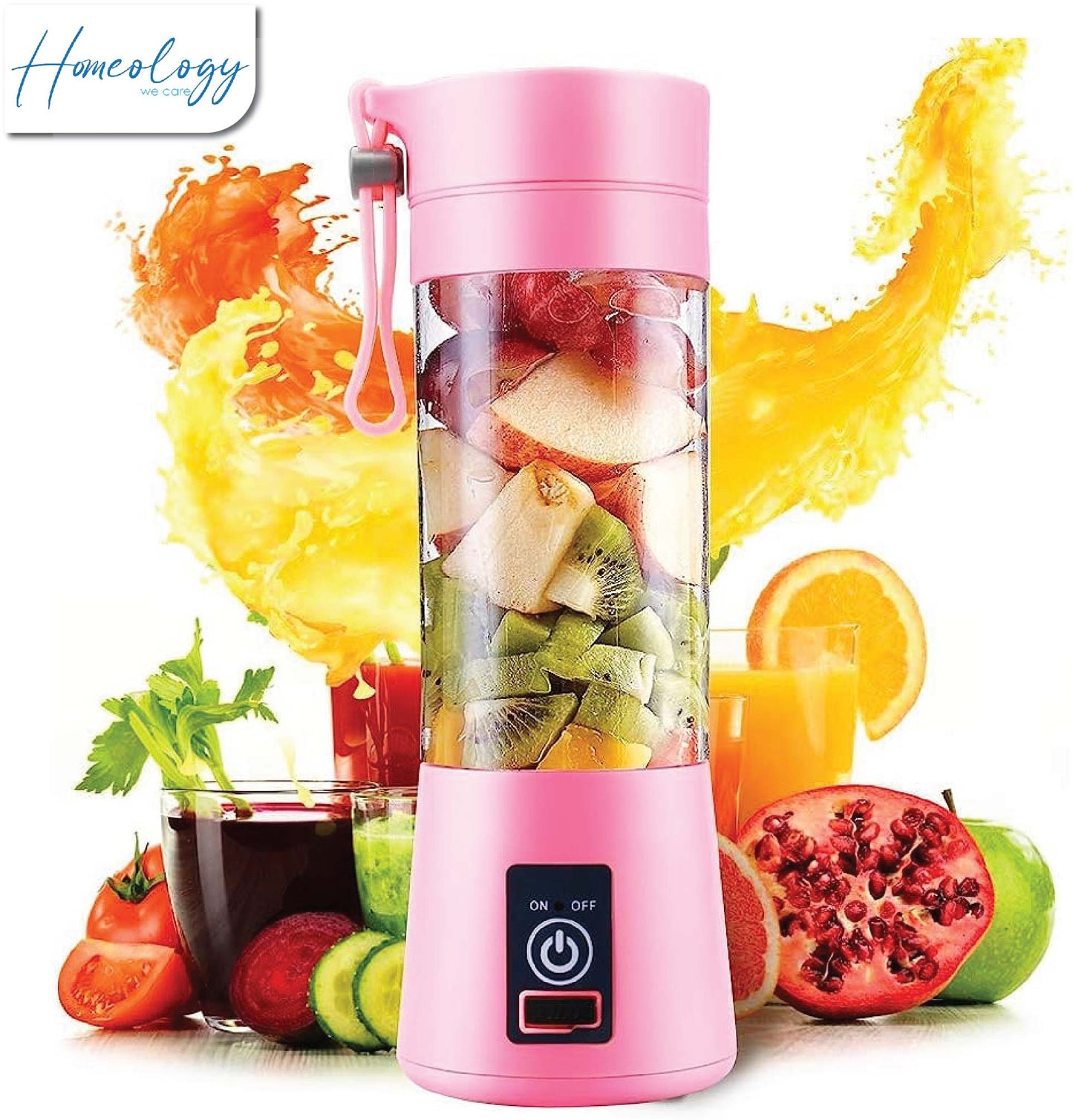 USB Chargeable Juicer Blender Fruit Mixing Machine 6 Blades 380 ml Mini Portable Juicer Blender Milkshake Smoothie Maker